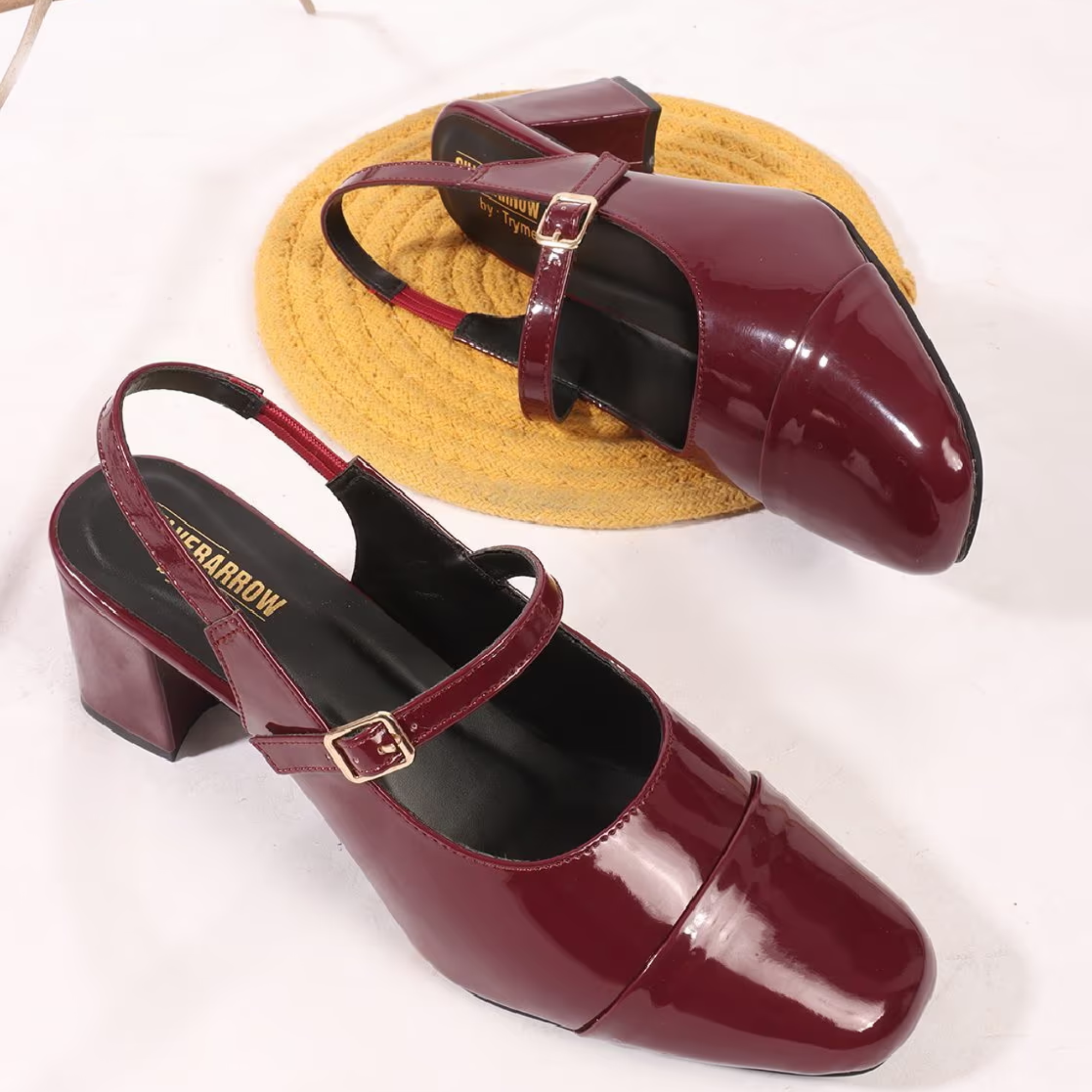 SELFIEE Women Chunky Heeled Shoes with Sling-Back...